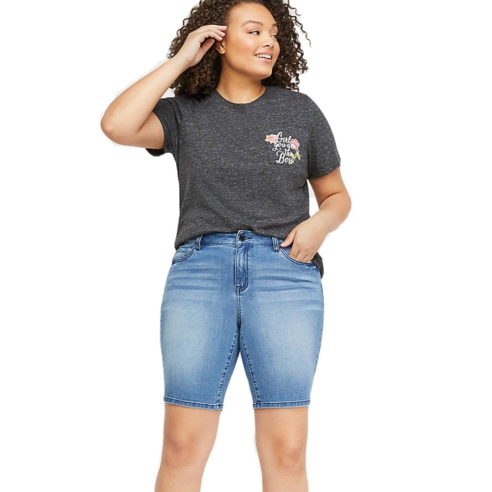 Lane Bryant Denim Bermuda Shorts Rhinestones NWT